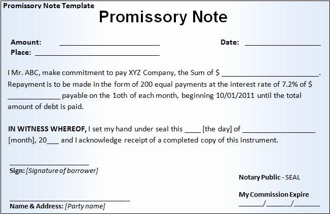 Examples Of Bills Written by Students Fresh Free Printable Promissory Note Template