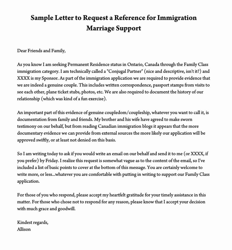 Examples Of Immigration Letters Of Support Unique Reference Letter to Support Immigration Marriage Samples