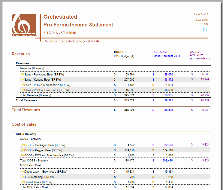 Examples Of Pro forma Financial Statements Lovely Pro forma In E Statement – orchestrated Help Center
