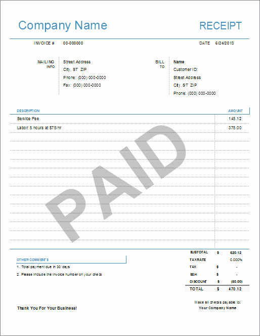 Examples Of Receipts New Simple Receipt Template for Excel