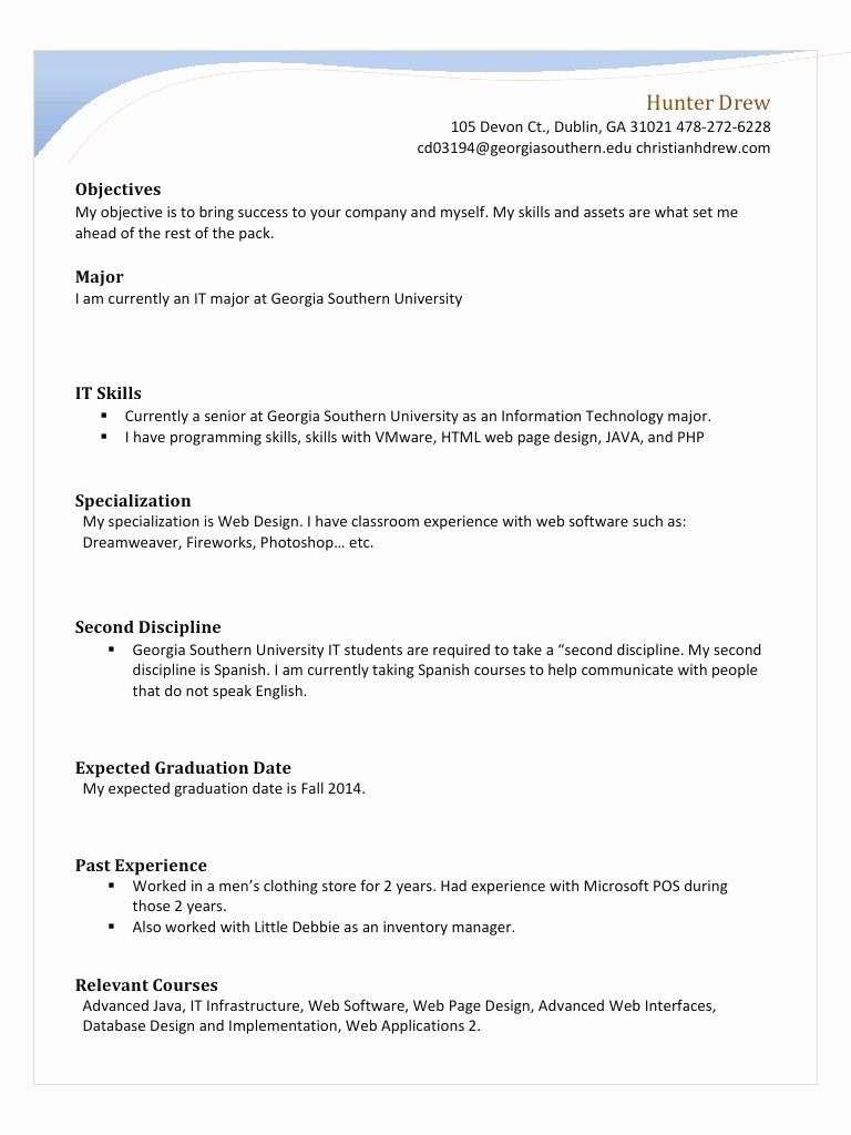Expected Graduation Date On Resume Fresh Chronological Resume by Cd Resume Pdf Pdf Archive