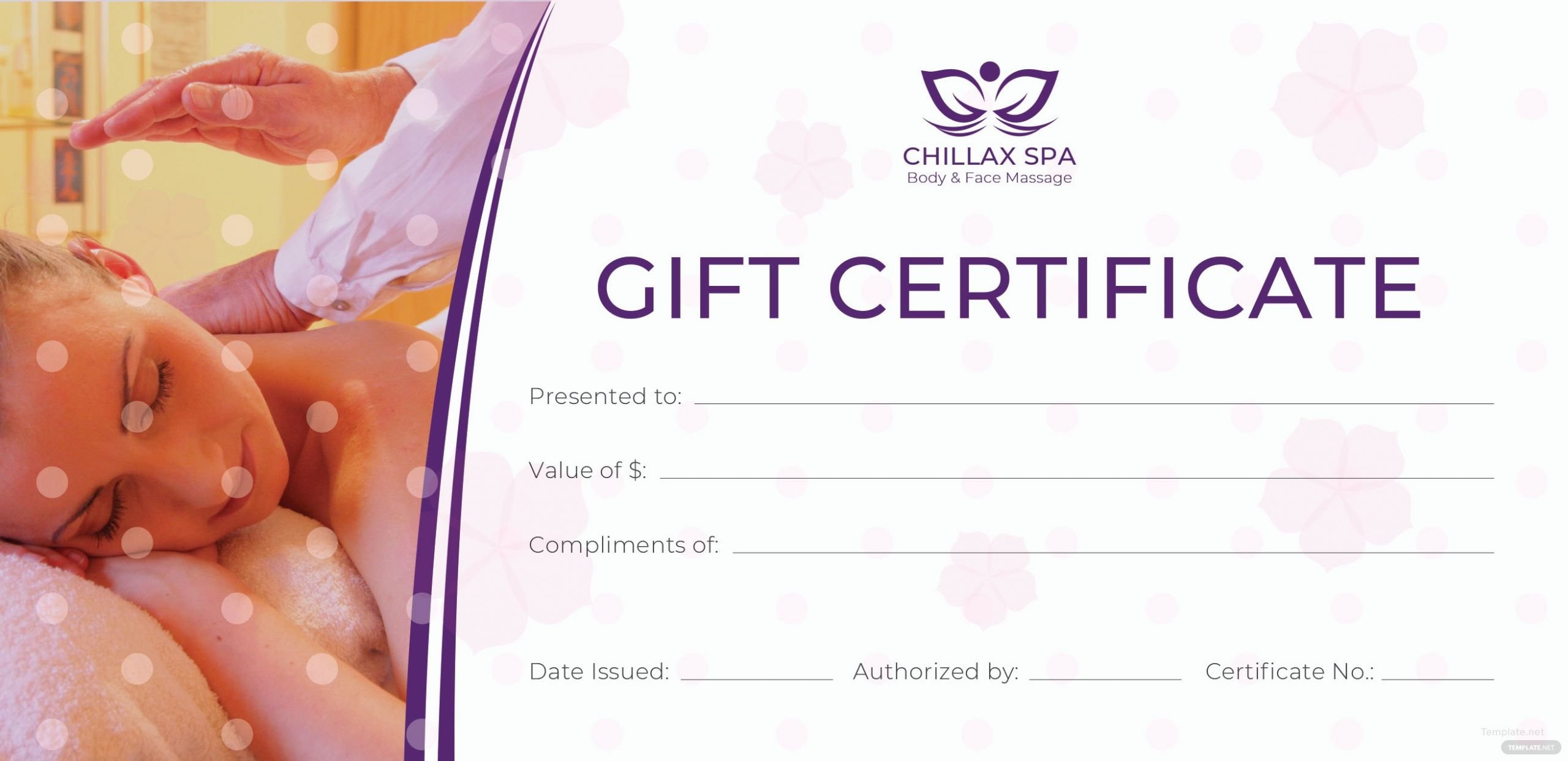 Facial Gift Certificate Template New Free Massage Gift Certificate Template In Adobe