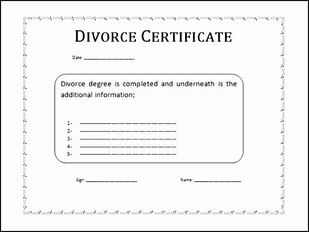 Fake Divorce Certificate Template Unique Divorce Papers