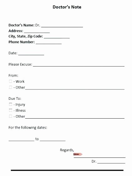 Fake Kaiser Doctors Note Template Beautiful Doctors Excuse for Work Template – Automotoreadfo