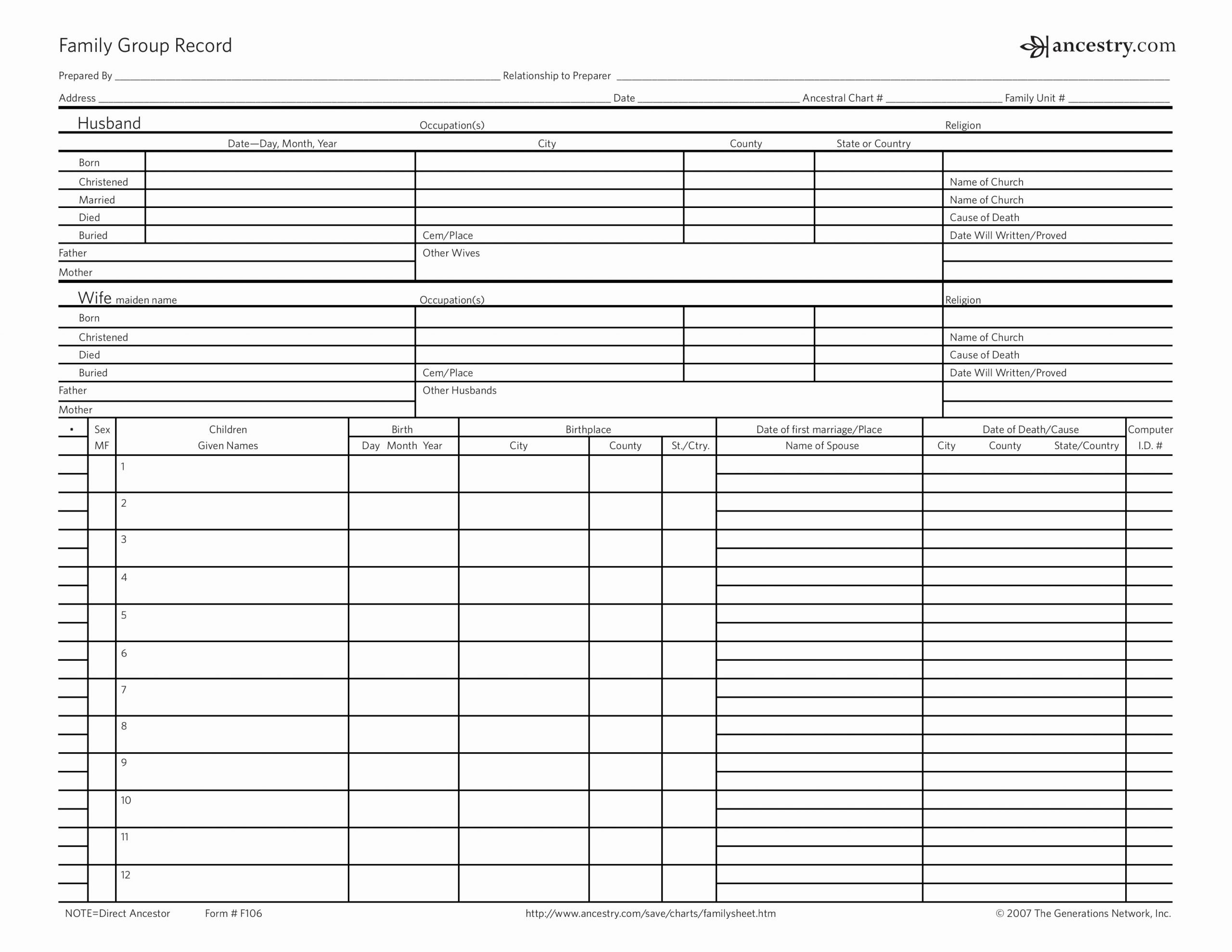 Family Group Sheet Template Beautiful 25 Of Family Group Record Template