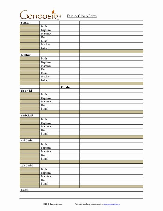 Family Group Sheet Template Inspirational Genealogy Family Group form