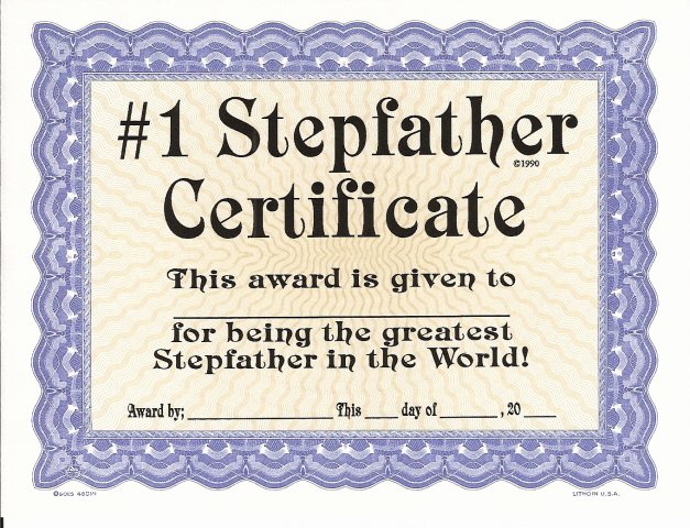 Father Of the Year Certificates Fresh Stepfather