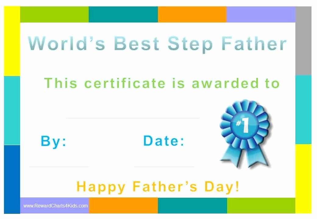 Father&amp;#039;s Day Award Certificates Inspirational Best Step Dad Father S Day Certificate