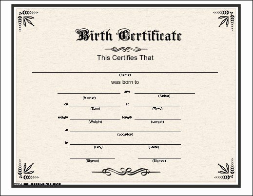 Fillable Birth Certificate Template Fresh 40 Printable Free Certificate Templates Mashtrelo