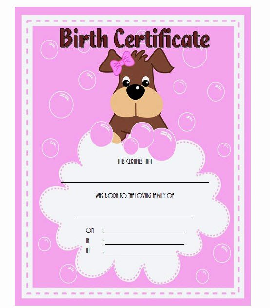 Fillable Birth Certificate Template Lovely Puppy Birth Certificate Template 10 Special Editions