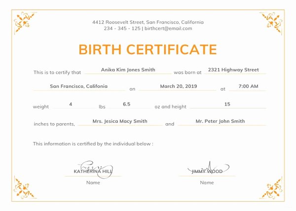 Fillable Birth Certificate Template Unique Birth Certificate Template 44 Free Word Pdf Psd