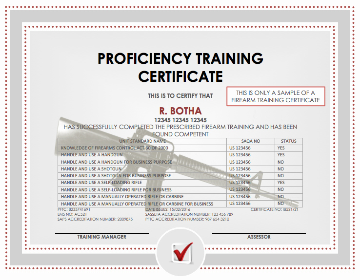  Printable Firearms Training Certificate Template Printable Templates