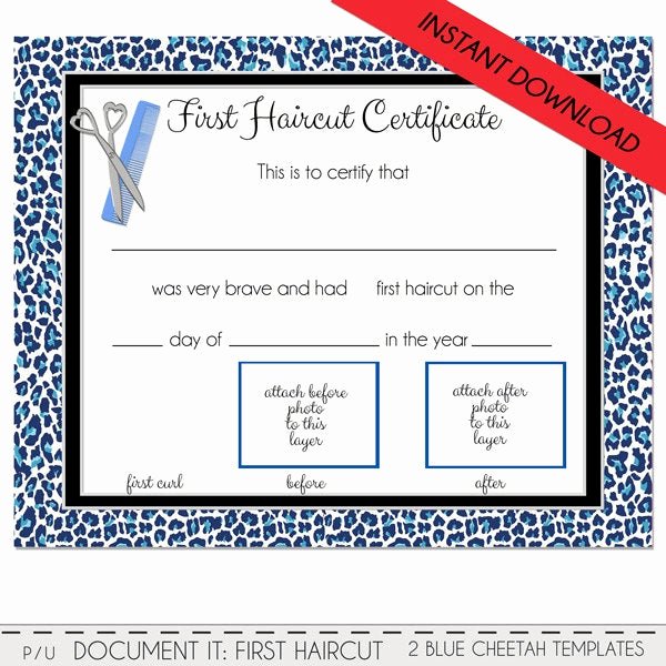 First Haircut Certificate Free Template Fresh First Haircut Certificate Cheetah Baby First by