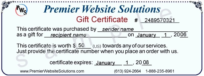Fitness Gift Certificate Template Unique Premier Website solutions Gift Certificates