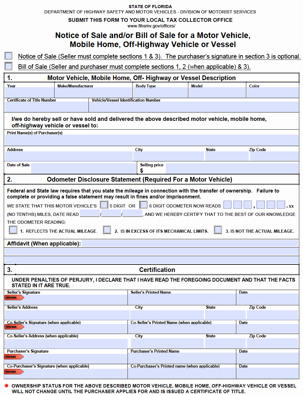 Florida Bill Of Sale for Trailer New Free Florida Dmv Bill Of Sale form for Motor Vehicle