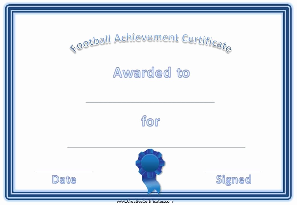 Football Award Certificate Template Inspirational Free Custom Football Certificates