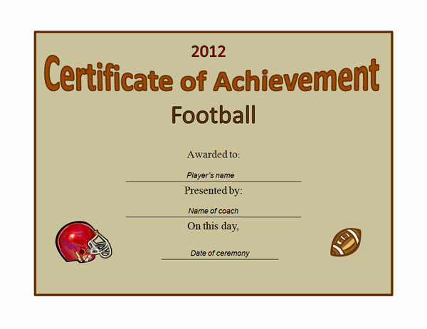 Football Certificate Template Free Fresh Football Award Certificate