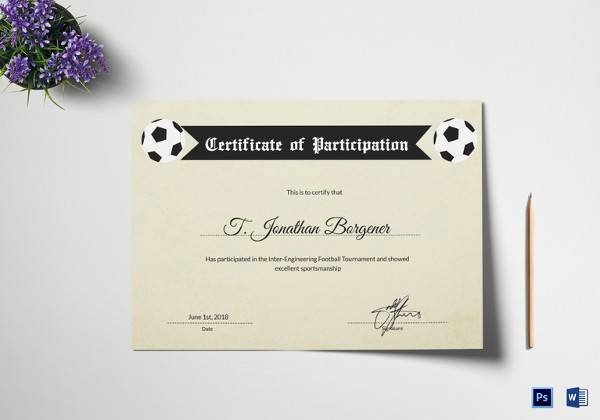 Football Certificate Template Free Fresh Free 16 Sample Football Certificate Templates In Pdf