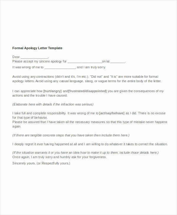 Formal Apology Template Beautiful Apology Letter Template 9 Free Word Pdf Documents