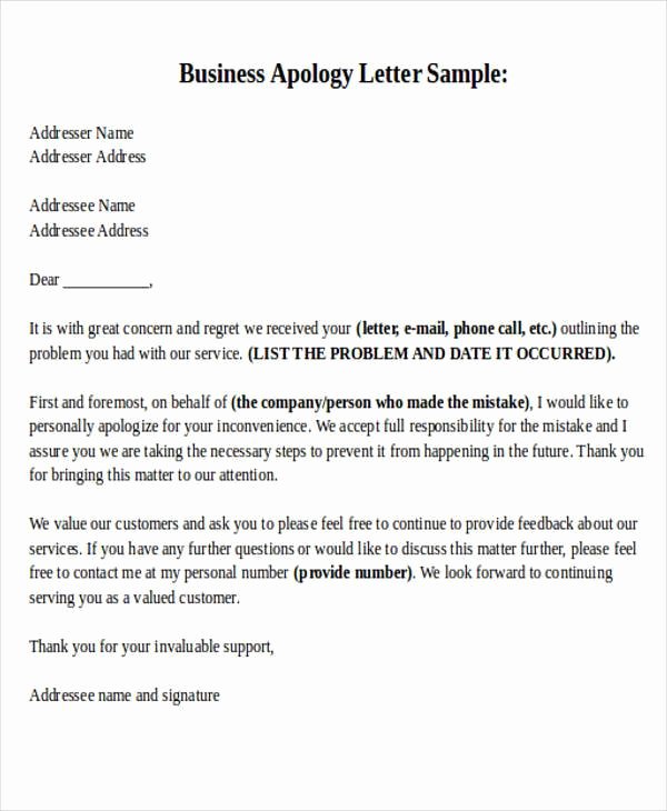 Formal Apology Template Beautiful formal Apology Letters