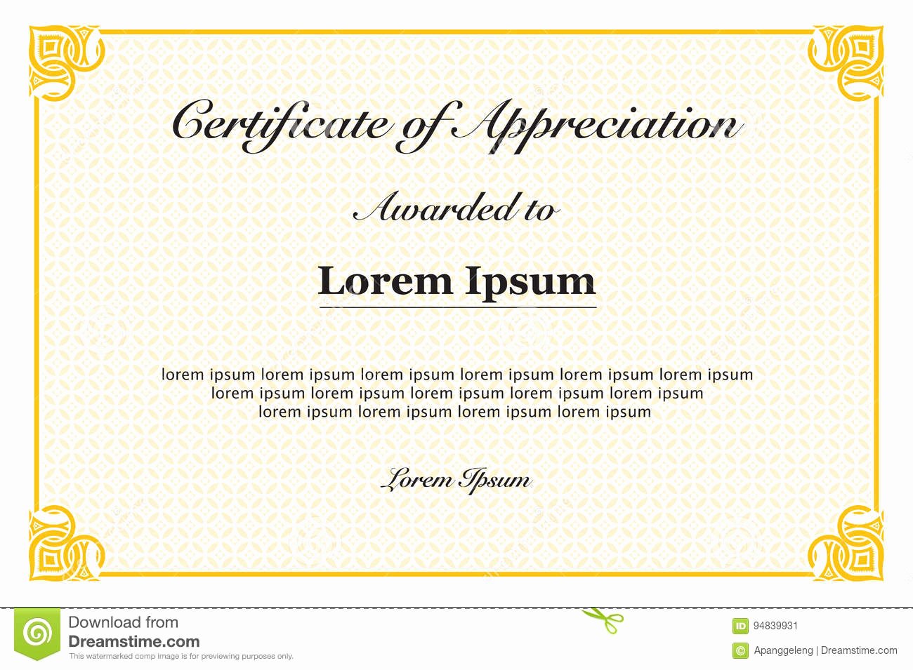 Frame for Certificate Of Appreciation Elegant Certificate Appreciation Vintage Frame Stock Vector