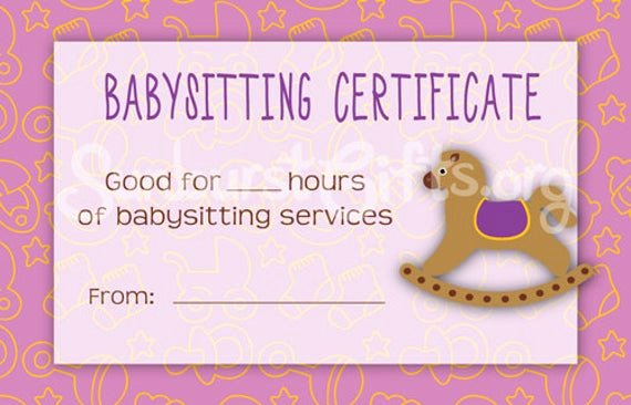 Free Babysitting Gift Certificate Template Fresh Items Similar to Printable Babysitting Gift Certificate