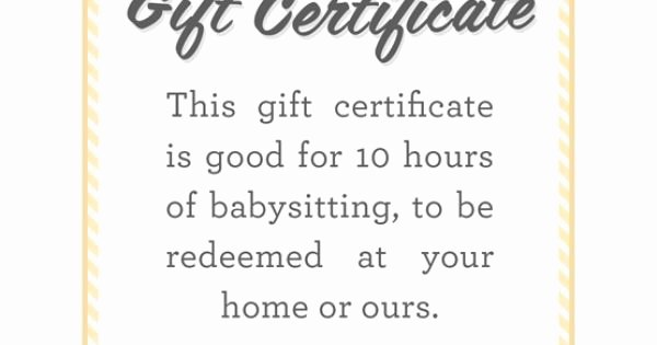 Free Babysitting Gift Certificate Template Inspirational Babysitter Date Night Printable