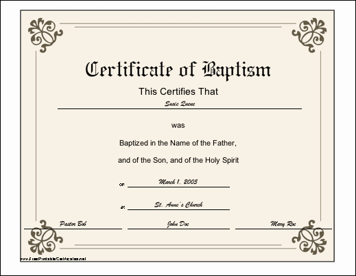 Free Baptism Certificate Template Word Fresh Baptism Certificate Printable Certificate