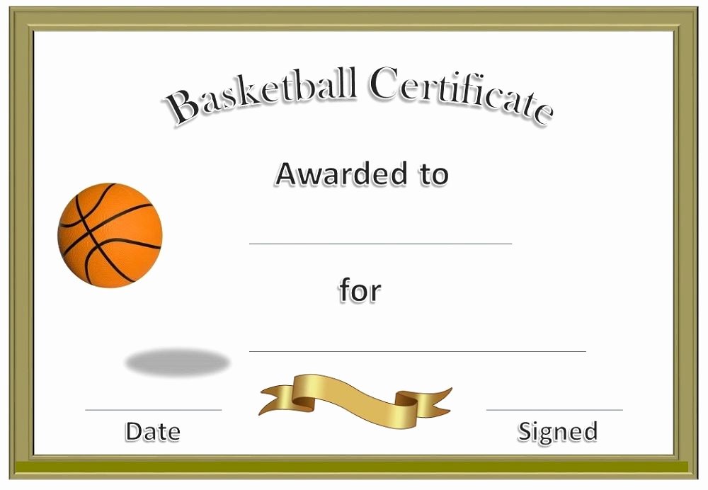Free Basketball Certificates to Print Lovely Basketball Award Certificate to Print