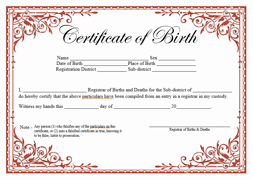 Free Birth Certificate Template Lovely 14 Free Birth Certificate Templates In Ms Word &amp; Pdf