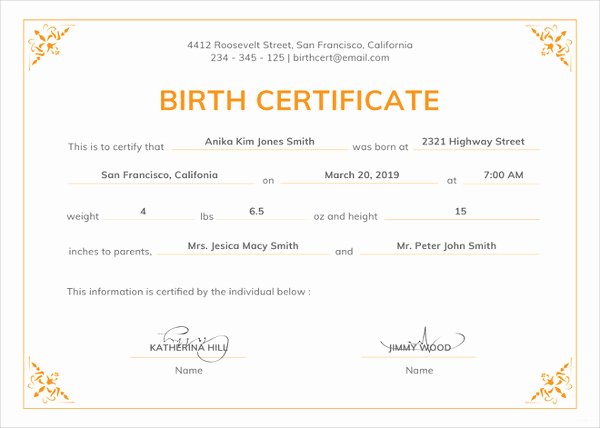 Free Birth Certificate Template Unique Birth Certificate Template 44 Free Word Pdf Psd
