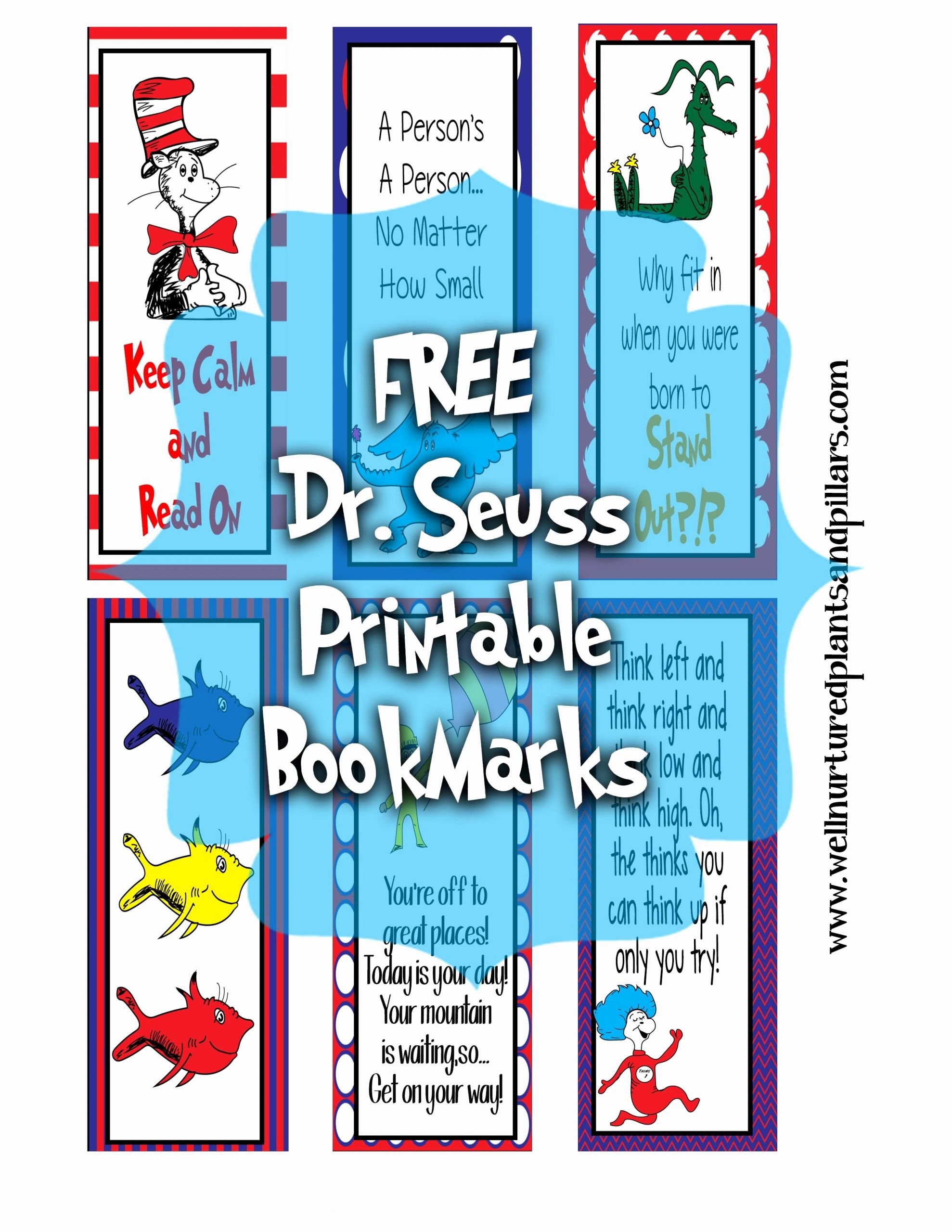 Free Bookmarks for Schools Lovely Free Printable Dr Seuss Bookmarks Teaching School