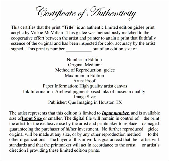 Free Certificate Of Authenticity Template Beautiful 45 Sample Certificate Of Authenticity Templates In Pdf