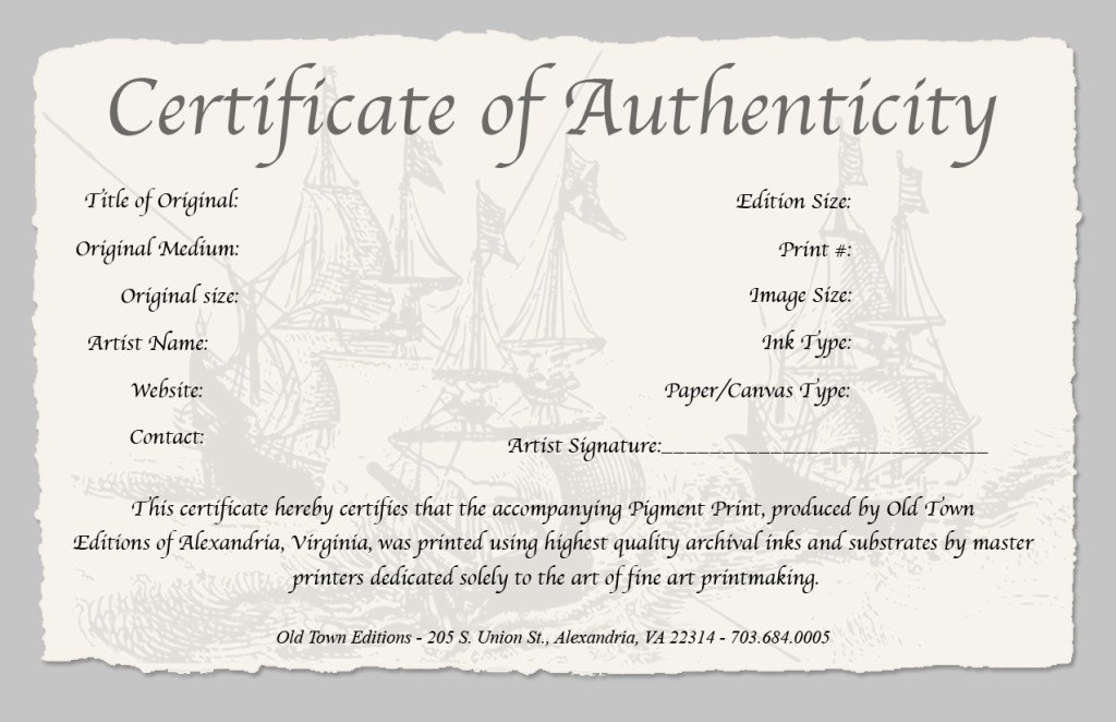 Free Certificate Of Authenticity Template Lovely Certificate Authenticity Template