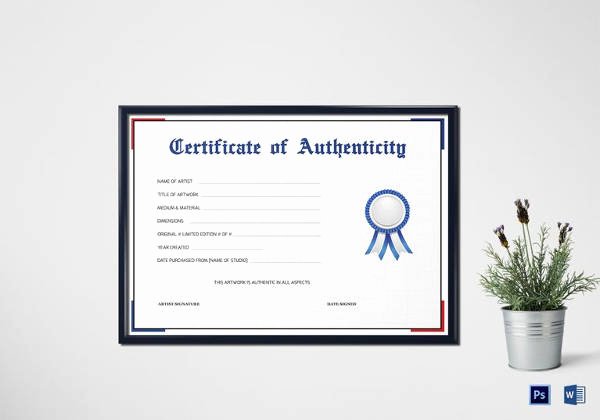 certificate of authenticity template