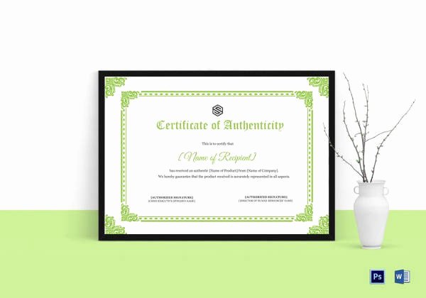 Free Certificate Of Authenticity Template Microsoft Word Elegant Certificate Of Authenticity Template 19 Free Word Pdf