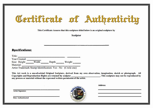 Free Certificate Of Authenticity Template Microsoft Word Fresh Certificate Authenticity Template