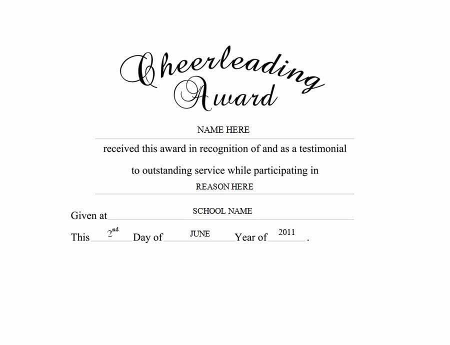 Free Cheer Award Certificate Templates Best Of Cheerleading Award Free Templates Clip Art &amp; Wording