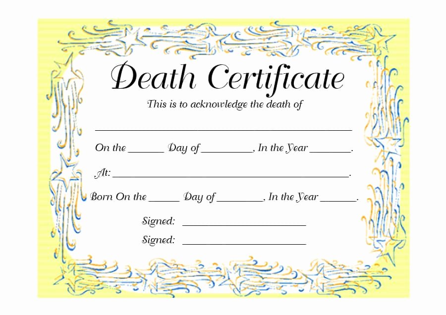 Free Death Certificate Template Elegant 37 Blank Death Certificate Templates [ Free]
