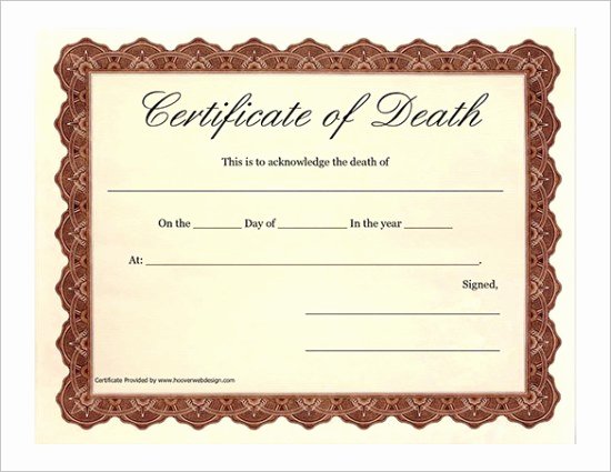 Free Death Certificate Template Lovely 7 Free Death Certificate Templates formats &amp; Designs