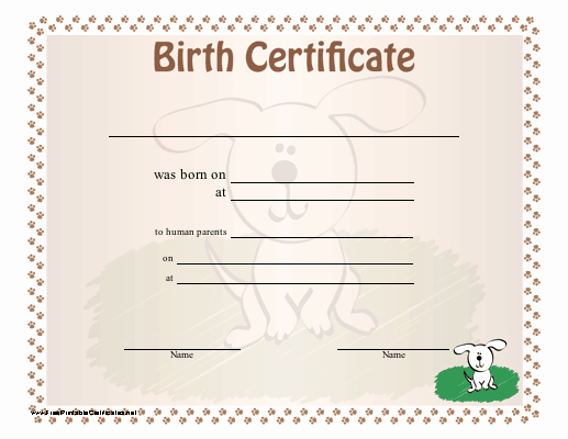 Free Dog Birth Certificate Template Microsoft Word Awesome A Dog Birth Certificate for A Puppy or Little Of Puppies