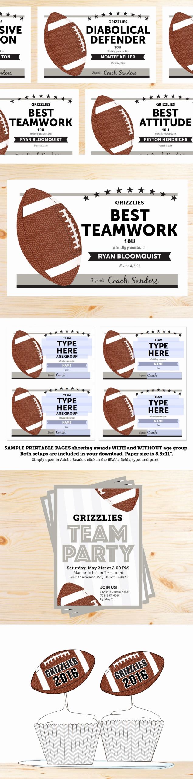 Free Football Certificate Template Best Of Editable Football Award Certificates Instant Download