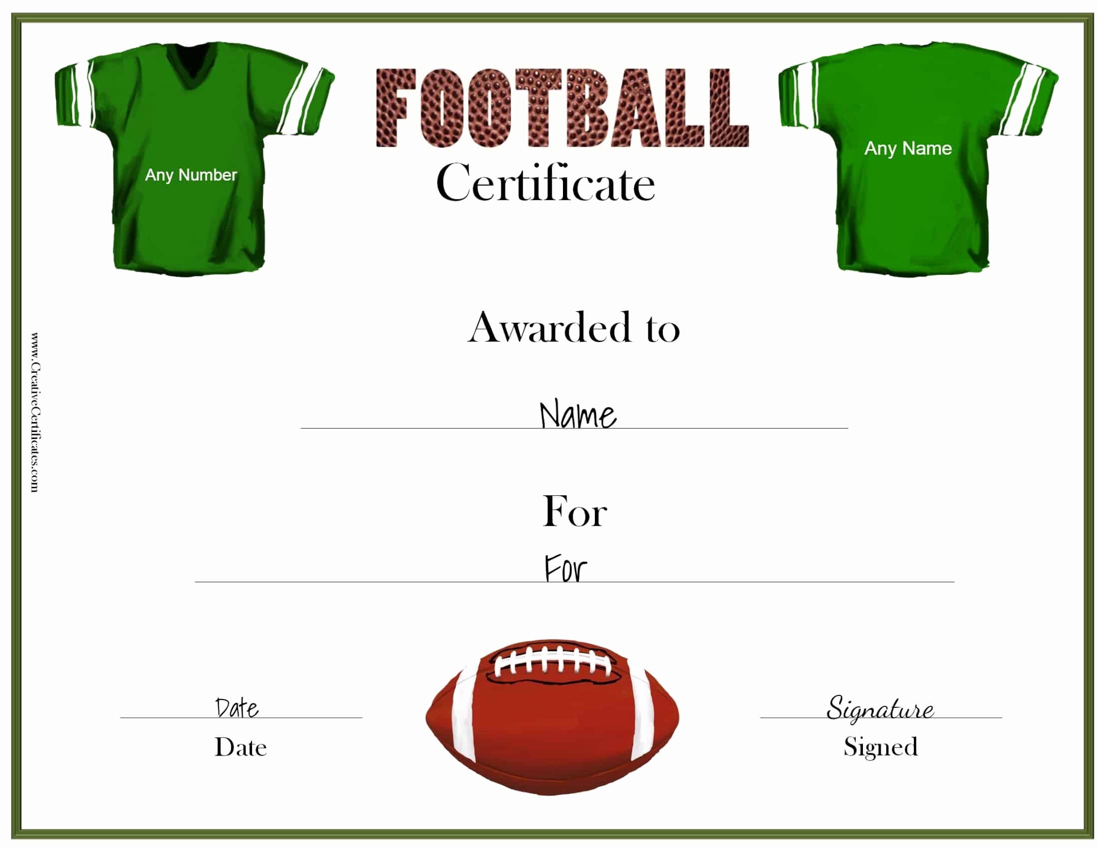 Free Football Certificates Templates Inspirational Free Custom Football Certificates