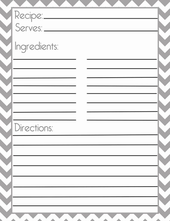 Free Full Page Recipe Templates for Word Luxury Chevron Gray Recipe Page and Filler Page