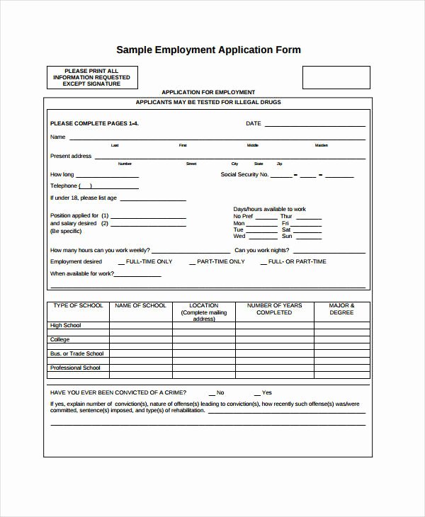 Free Generic Employment Application Awesome Generic Employment Application Template 8 Free Pdf
