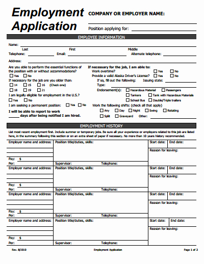 Free Generic Employment Application Best Of Generic Employer Application