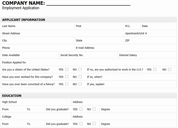 Free Generic Employment Application Lovely 20 Best Images About Employment Applications On Pinterest