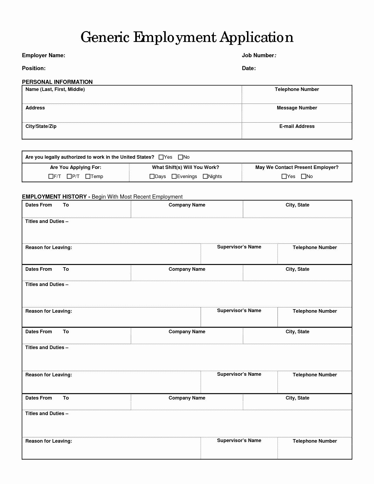 Free Generic Employment Application Lovely 9 Best Of Practice Job Application forms Printable
