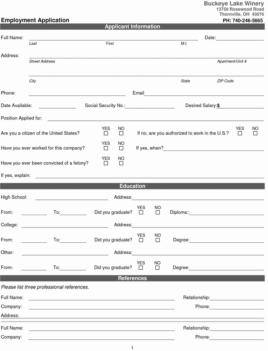 Free Generic Employment Application New 50 Free Employment Job Application form Templates