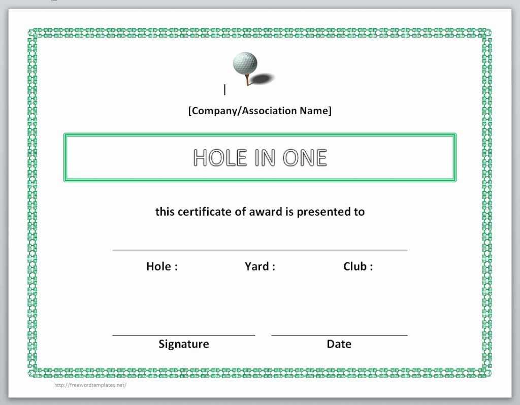 Free Hole In One Certificate Template Fresh 13 Free Certificate Templates for Word